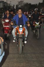 Varun Dhawan takes bike ride to promote Main Tera Hero in Goregaon, Mumbai on 31st March 2014